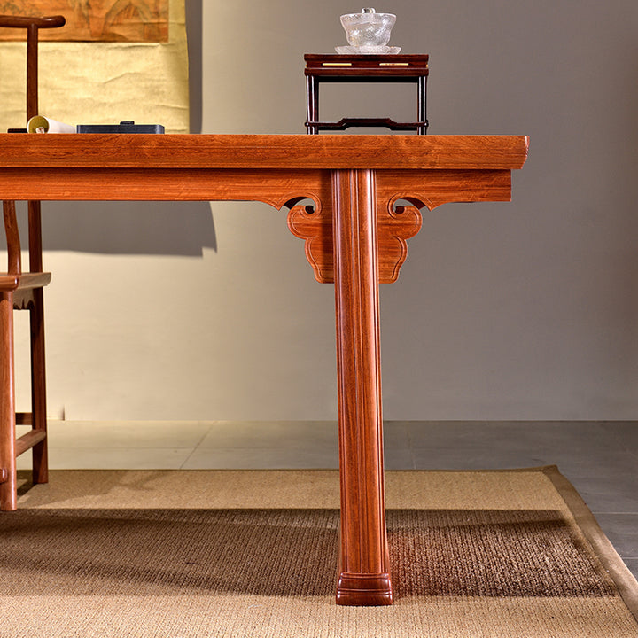 Artisan-made Pterocarpus macrocarpus desk with detailed cloud design